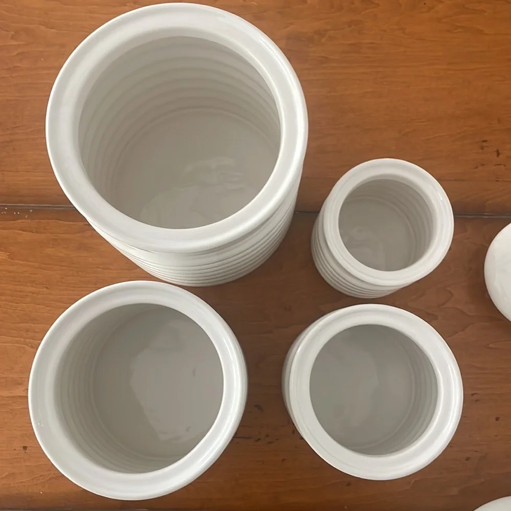 Crate & Barrel around White Porcelain Beehive Set